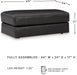 Amiata Contemporary Firmly Cushioned Leather Rectangular Ottoman, Black