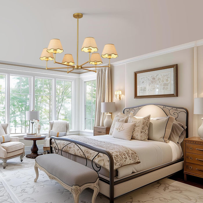 Farmhouse Rattan Chandelier Light Fixture, 6-Light Boho Chandeliers for Dining Room, Adjustable Rustic Pendant Light Large Modern Gold Hanging Lighting for Kitchen Island, Living Room