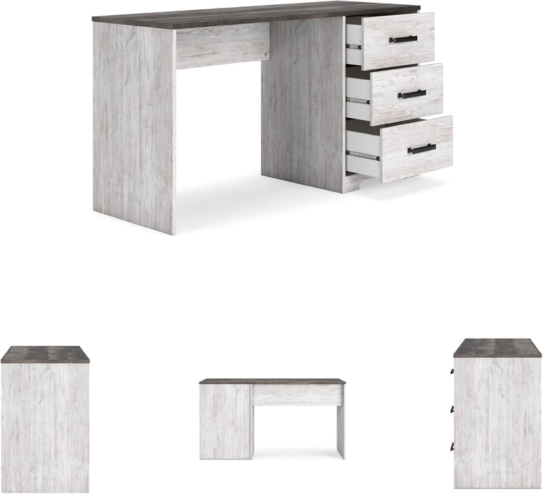 Signature Design by Ashley Shawburn Farmhouse 3-Drawer 54" Home Office Desk, White & Gray