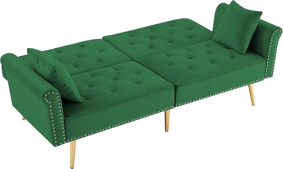 Luxury Velvet Sofa Bed Sleeper with Nailhead Trim