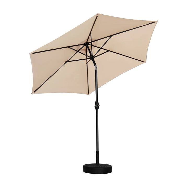 9Ft Patio Umbrella Outdoor Portable Table Market Umbrella with Push Button Tilt/Crank Waterproof Uv-Proof, Khaki