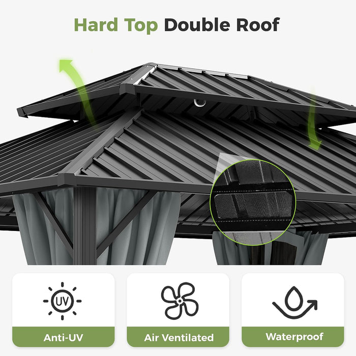 10x12 Aluminum Gazebo With Gray DoubleGalvanized Roof