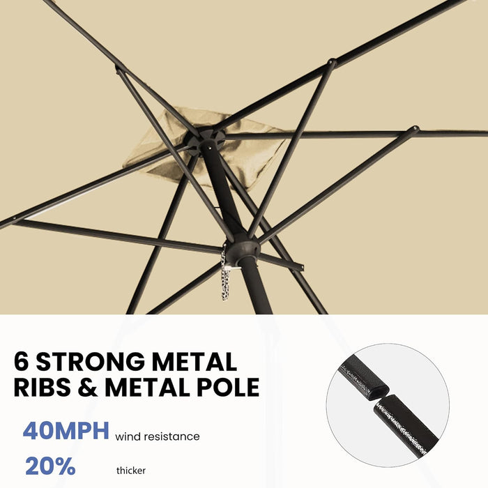 6.5X10Ft Rectangular Patio Umbrella with Push Button Tilt & Crank Lift for Garden,Uv Protection Outdoor Umbrella for Deck,Pool and Yard,Beige