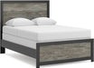 Signature Design by Ashley Jonnifer Full Panel Bed Frame with Headboard, Two‑Tone Textured Design, Engineered Wood and Decorative Laminate, Bedroom Furniture, Warm Gray and Matte Black