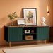 55” Fluted TV Stand, Mid Century Modern Green TV Stand for 55/60/65 Inch TV, Entertainment Center with Storage, Television Stands, TV Console, Media Console for Living Room, Bedroom (Green)