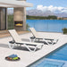 Lounge Chair Outdoor Set of 2 Chaise Lounge W/Wheels, Khaki