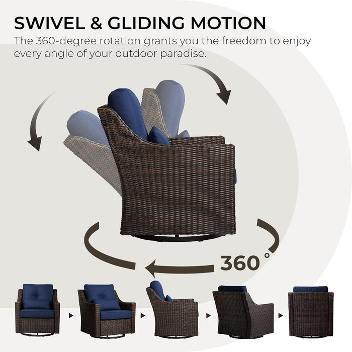 CHITA Patio Wicker Chair, 360° Rocking Swivel Outdoor Rattan Chair