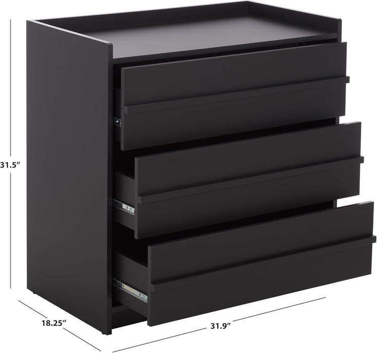 Furniture - Mishi 3-Drawer Chest - Black Wood-Look Dresser with Storage, Modern Bedroom & Guest Room Storage Cabinet, 32" W X 18.3" D X 31.5" H (CHS3101B)