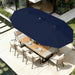 15FT Patio Umbrella with Solar Lights, Double Sided Outdoor Table Umbrellas with Crank, Large Rectangular Market Umbrella for Porch, Lawn, Pool, Backyard, Navy