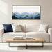 Blue Framed Mountain Landscape Wall Art Fog Mountain Painting Wall Decor Minimalist Blue Artwork Blue Mountains Wall Paintings Simple Landscape Wall Pictures for Bedroom Living Room Office Home Decor 20X40 Inch