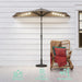 9 Ft Small Half round Solar Powered Wall Outdoor Market Patio Umbrella with LED Lights and Tilt for Garden, Deck, Balcony
