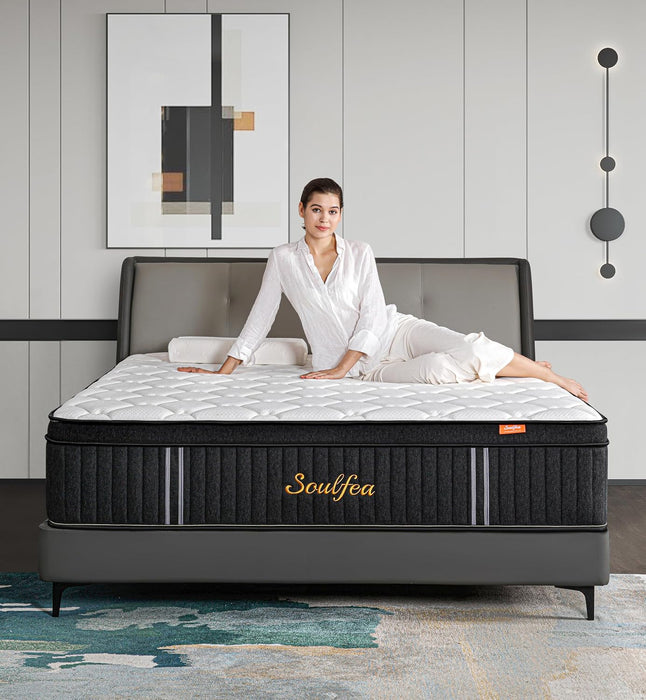 Queen Mattresses,10 Inch Queen Size Mattresses in a Box,Memory Foam Hybrid White & Black Mattress with Provide Support and Improve Sleep,Pressure Relief,Medium Firm