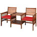 3 Pieces Outdoor Patio Table Chairs Set Acacia Wood Loveseat