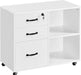 3-Drawer File Cabinet, Mobile Lateral Filing Cabinet Printer Stand with Open Storage Shelves under Desk Organization for Home Office, White