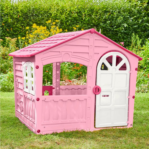 Of Fun Playhouse for Kids Indoor Outdoor Working Door and Windows Pink and White Candy Floss Color – Toddlers Age