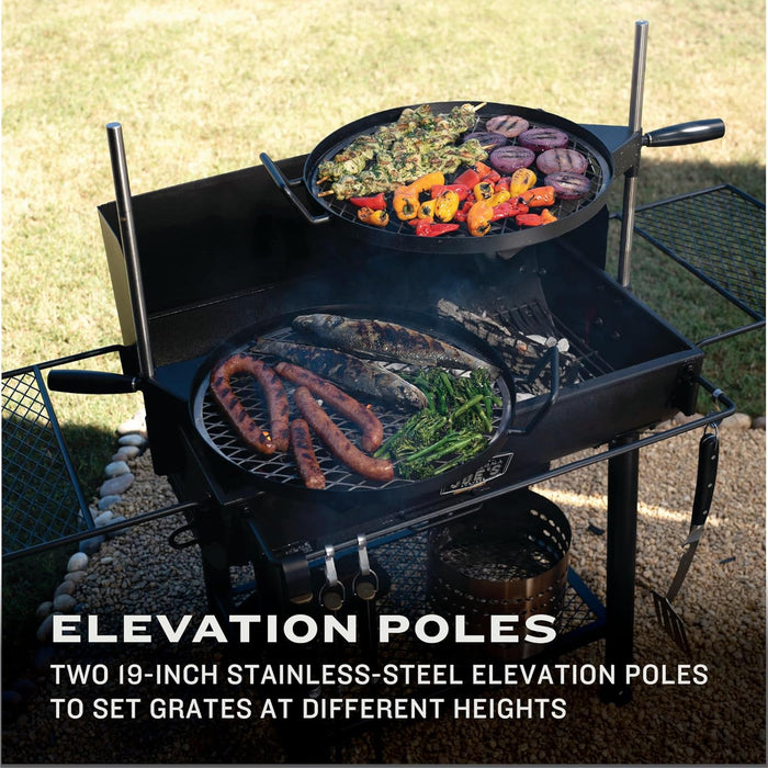 Firecraft Series Modular Open Fire Barrel Charcoal Grill with 480 Sq. In. Cooking Area in Black