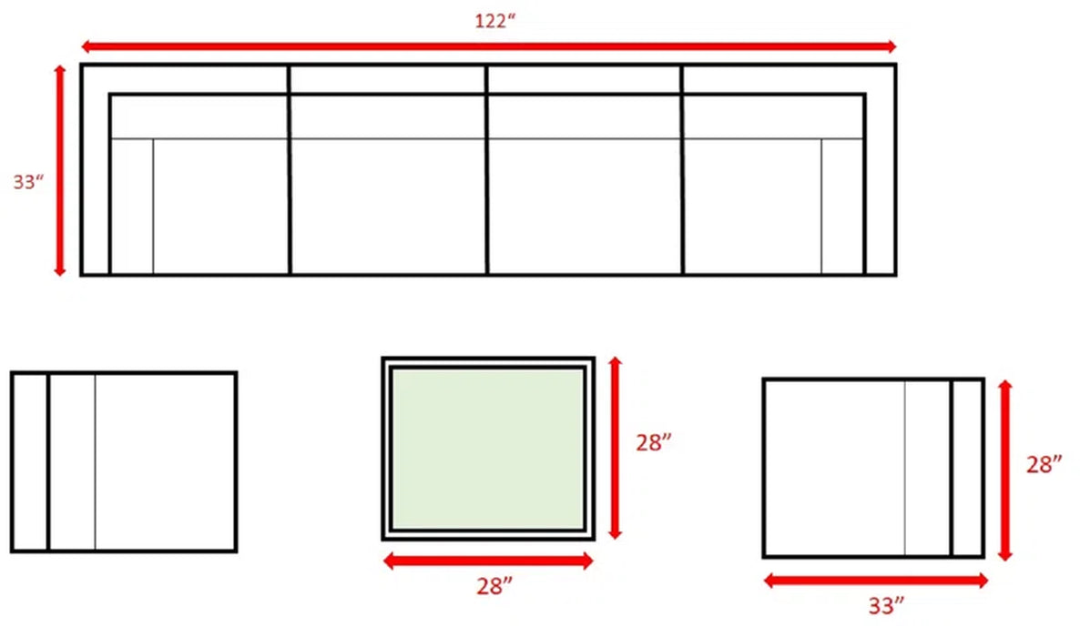 Tonioni Rattan Wicker Fully Assembled 6 - Person Seating Group with Sunbrella Cushions