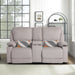 Loveseat Recliner, RV Reclining Loveseat, Home Theater Seating, Manual Loveseat with Console, 4 Cup Holders, 2-Seater Recliner Sofa, RV Furniture (Light Grey, Loveseat with Console)