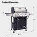 4-Burner Propane Gas Grill with Side Burner, Portable BBQ Grills with Oil Tray and Built-In Thermometer for Outdoor Barbecue, Camping, Patio, Backyard, 49,000 BTU