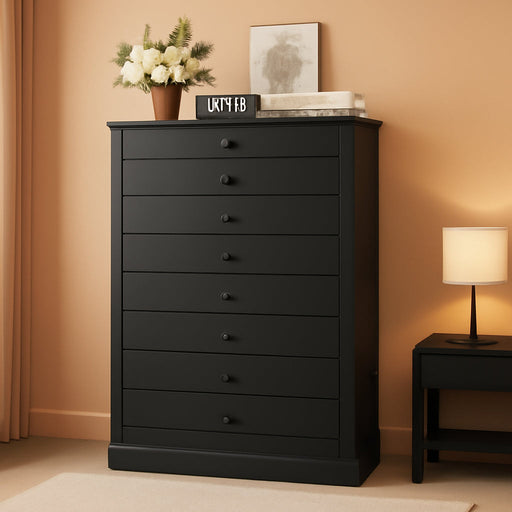 6 Drawer Dresser for Bedroom, 52" Tall Dresser & Chest of Drawers, 29" W Wood Drawer Chest, Modern Vertical Storage Cabinet for Living Room, Entryway, Hallway, Black