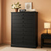 6 Drawer Dresser for Bedroom, 52" Tall Dresser & Chest of Drawers, 29" W Wood Drawer Chest, Modern Vertical Storage Cabinet for Living Room, Entryway, Hallway, Black