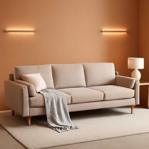 Khaki Linen Sofa 83.5 Inch UltraDeep Cushioning