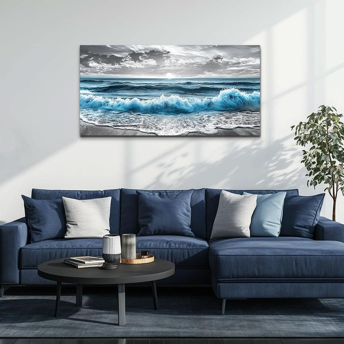 Canvas Wall Art for Living Room Wall Decor for Bedroom Office Wall Decoration Sea Wave Landscape Painting Black and White Pictures Artwork Room Aesthetic Home Decor 20X40 In