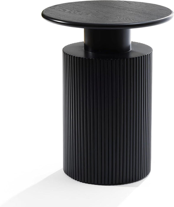 Luxenhome Black Side Table, 22" Fluted round Side Table for Small Spaces, Modern Accent End Table for Living Room Couch, Bedroom, Bedside Table, Nightstand
