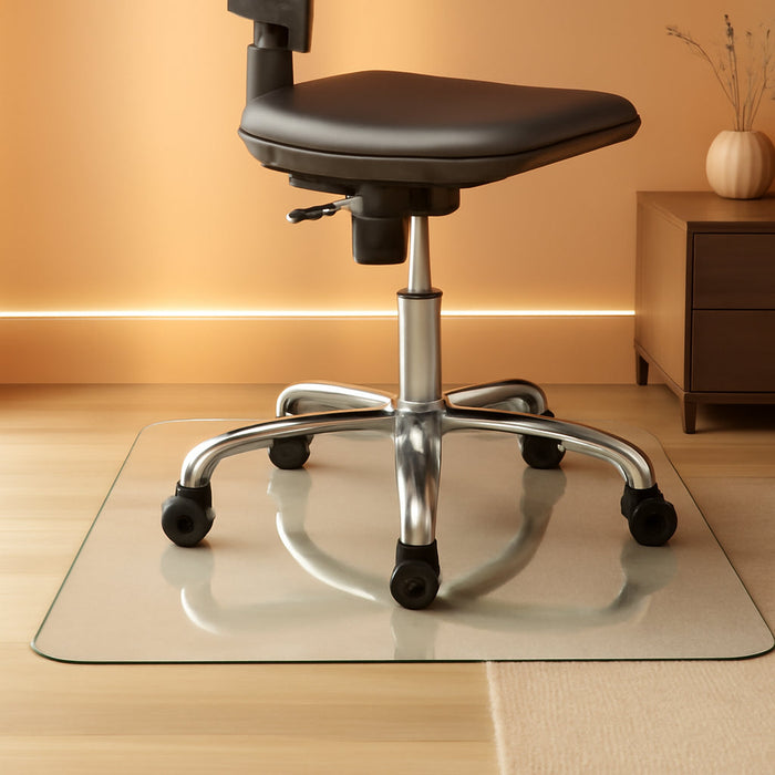 Tempered Glass Chairmat, 46" Width X 36" Depth X 0.25" Thickness, Clear, 1 Each