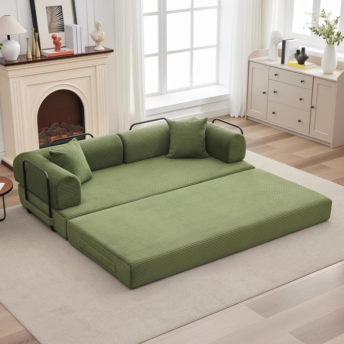 Corduroy Green 79 Inches InterchangeablePlus Sofa Bed