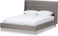 Adelaide Retro Modern Light Grey Fabric Upholstered King Size Platform Bed