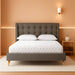 Adelaide Retro Modern Light Grey Fabric Upholstered King Size Platform Bed