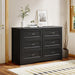 47" 6 Drawer Dresser, Black Wide Chest of Drawers for Bedroom