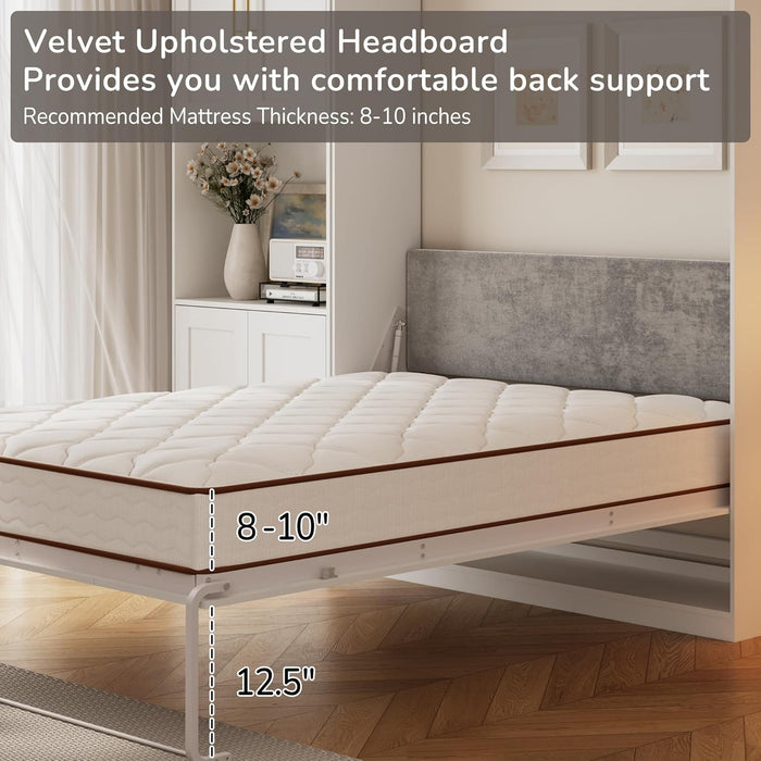 Modern Queen Size Murphy Bed, Hidden Foldable Wall Cabinet Bed Frame with Wood Slat, Space-Saving, No Spring Box Required, 95.85W'', White