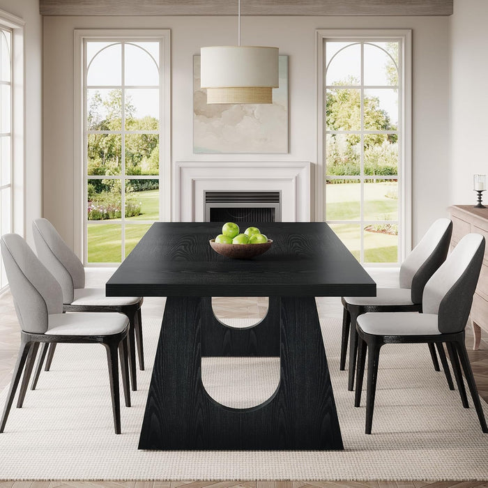 Large Dining Table for 6-8 People, 70.9-Inch Modern Kitchen Table for Dinner with Black Wooden Legs, Rectangular Kitchen Dining Table for Dining Room, Living Room, Home Furniture (Black)