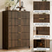 Walnut Dresser for Bedroom, Tall Dresser with 5 Drawers and Smooth Slides, Modern Chest of Drawers with Golden Handles for Bedroom, Living Room, Closet, 15.7" D X 31.5" W X 47.2" H