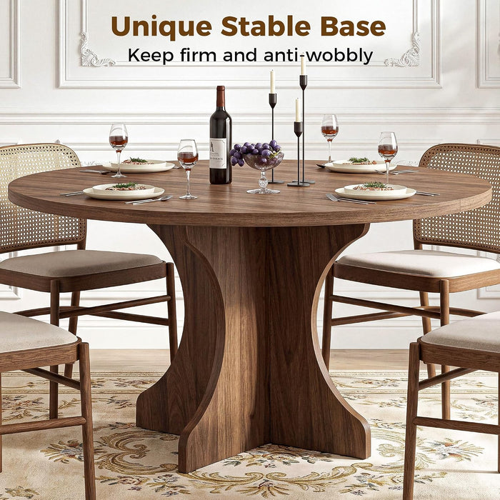 47" round Dining Table for 4-6 People, Walnut