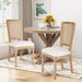 Dining Chairs Set of 2 Beige Rattan Square Back with Solid Wood Legs and Frame for French Country Kitchen Dining Room