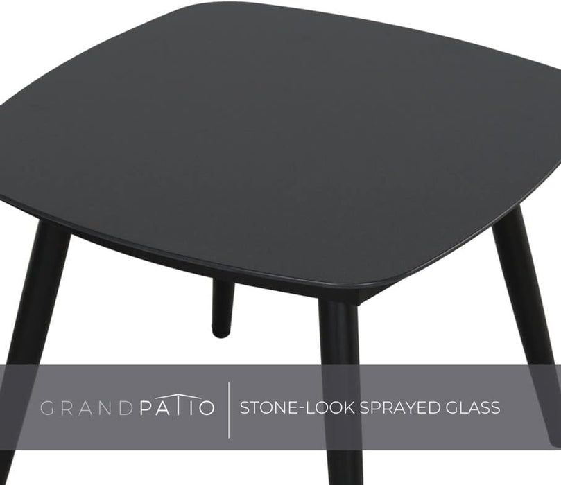 Outdoor Bistro Set 3 Pieces Leather-Look Wicker Patio Chairs Set Powder Coated Aluminum Frame with Outdoor Chairs Set of 2 and Side Table for Garden Backyard Balcony Brown