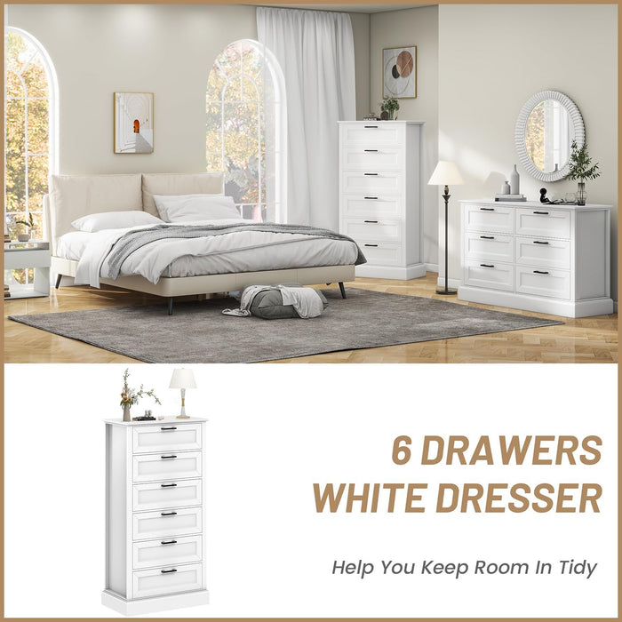 Tall White Six Drawer Contemporary Dresser — ShipItFurniture Tall White Six Drawer Contemporary Dresser — ShipItFurniture