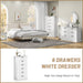 Tall White 6 Drawer Dresser, Wood Vertical Chest of Drawers for Bedroom, 55" H Modern Lingerie Dressers for Closet, Living Room, Hallway and Home Office