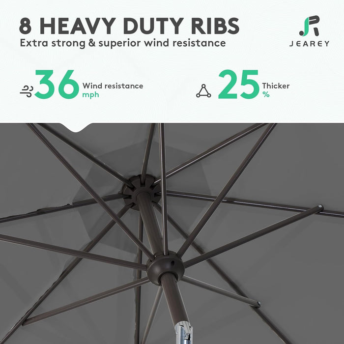 10 Ft Outdoor Patio Umbrella W/Tilt and Crank, Gray