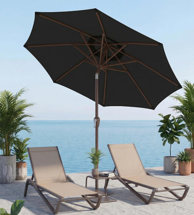 10FT Patio Umbrella, Outdoor Umbrella with Push Button Tilt and Crank, 8 Sturdy Ribs, UV Protection & Waterproof Market Umbrella for Pool, Backyard, Beach,Deck