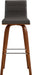 Vienna Mid-Century Modern 30" Bar Height Barstool Faux Leather Wood Finish, Grey/Walnut