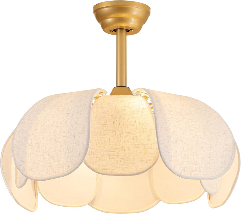 26" Boho Rattan Gold Fandelier Ceiling Fans with Lights and Remote Control