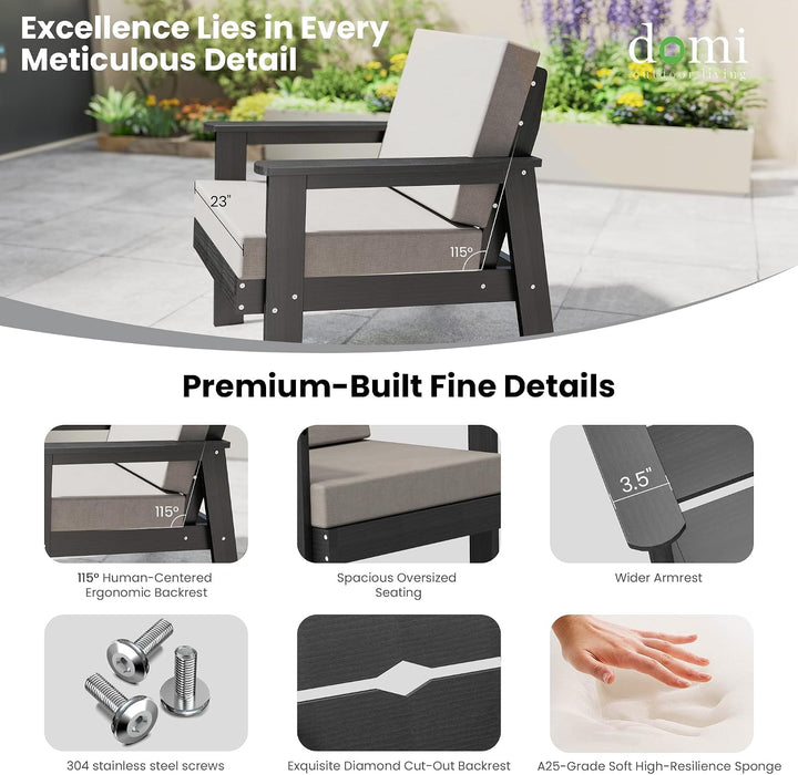 Domi 4 Pieces HDPE Patio Furniture Set, Outdoor Sofa outside Couch Set