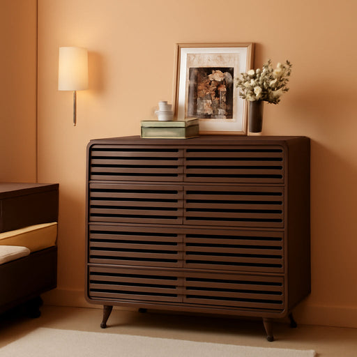 Dark Walnut Contemporary Dresser With Eight Drawers