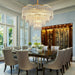 31.5" Gold Clear Glass Crystal Chandelier 18-Light Modern Crystal Pendant Ceiling Light Fixture 4-Tier Luxury Glass Chandeliers,For Dining Room Kitchen Island Living Room Bedroom