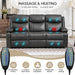 Manual Reclining Sofa - 3 Seat Recliner Sofa with Heat & Massage Function, Wall-Hugger Reclining Sofa for Living Room (Grey) | Cup Holder, Side Pocket
