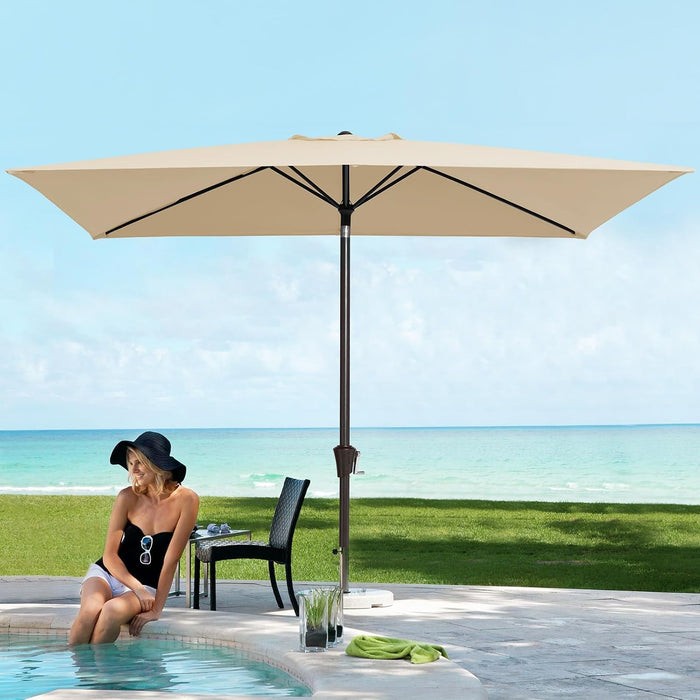 6.5X10Ft Olefin Rectangular Patio Umbrella, Beige